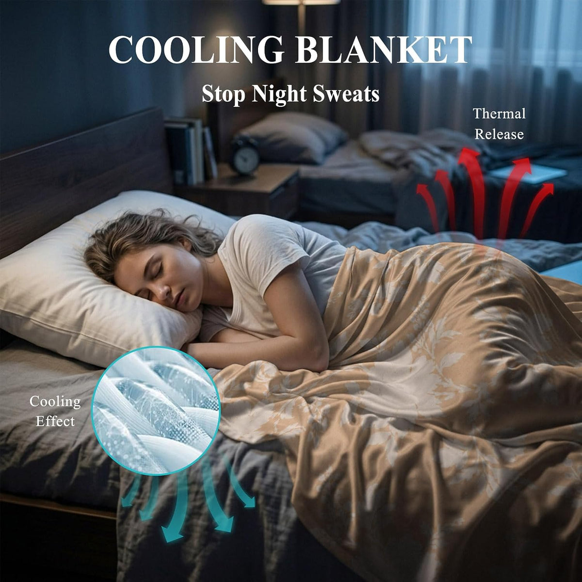 50"x60" Standard Throw Cooling Blanket Fall Floral Ice Silk Lightweight Breathable Soft Summer Blanket for Hot Sleepers Couch Bed Sofa Camping Neutral Minimalist Peach Flowers