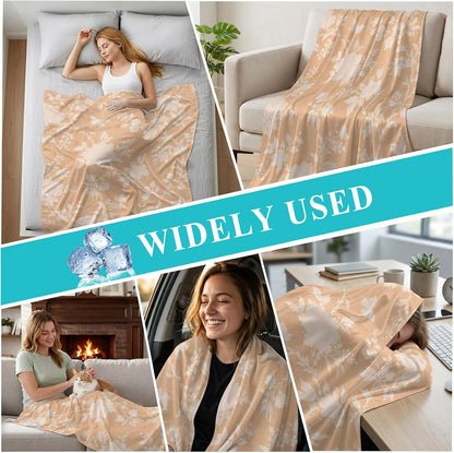 50"x60" Standard Throw Cooling Blanket Fall Floral Ice Silk Lightweight Breathable Soft Summer Blanket for Hot Sleepers Couch Bed Sofa Camping Neutral Minimalist Peach Flowers