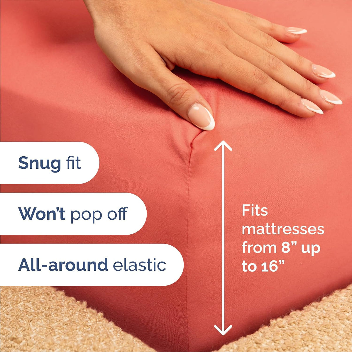 Queen Size 4 Piece Sheet Set - Comfy Breathable & Cooling Sheets - Coral