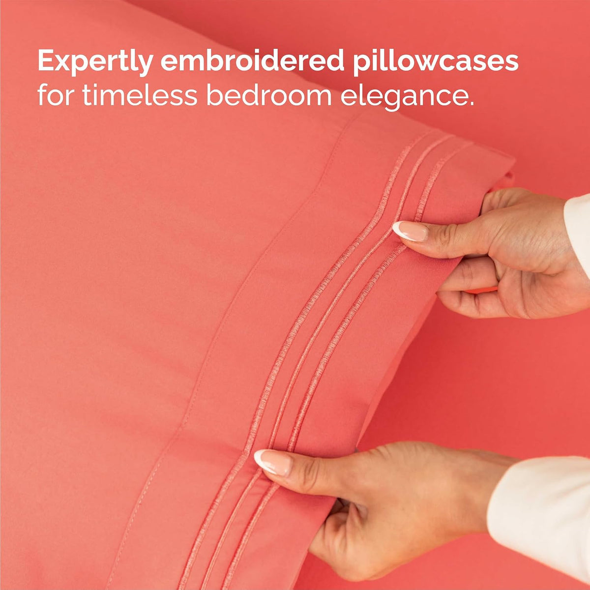 Queen Size 4 Piece Sheet Set - Comfy Breathable & Cooling Sheets - Coral