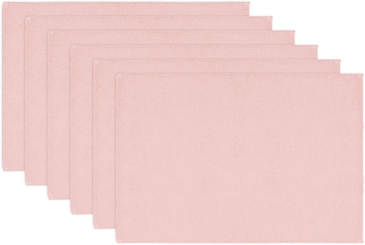 6Pcs Pink Placemats Heat Resistant Waterproof Linen Table Place Mats Decorative Dinner Mats for Home Kitchen Wedding Banquet Party Dining Table Decor