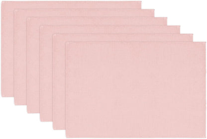 6Pcs Pink Placemats Heat Resistant Waterproof Linen Table Place Mats Decorative Dinner Mats for Home Kitchen Wedding Banquet Party Dining Table Decor