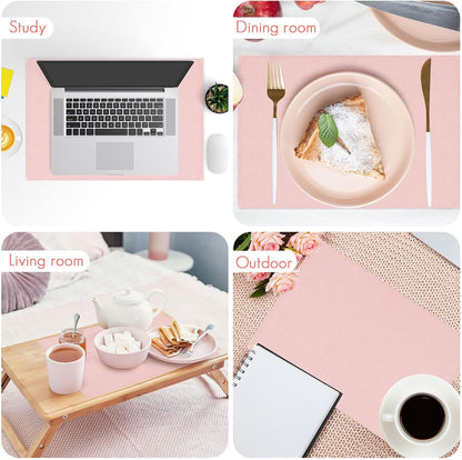 6Pcs Pink Placemats Heat Resistant Waterproof Linen Table Place Mats Decorative Dinner Mats for Home Kitchen Wedding Banquet Party Dining Table Decor