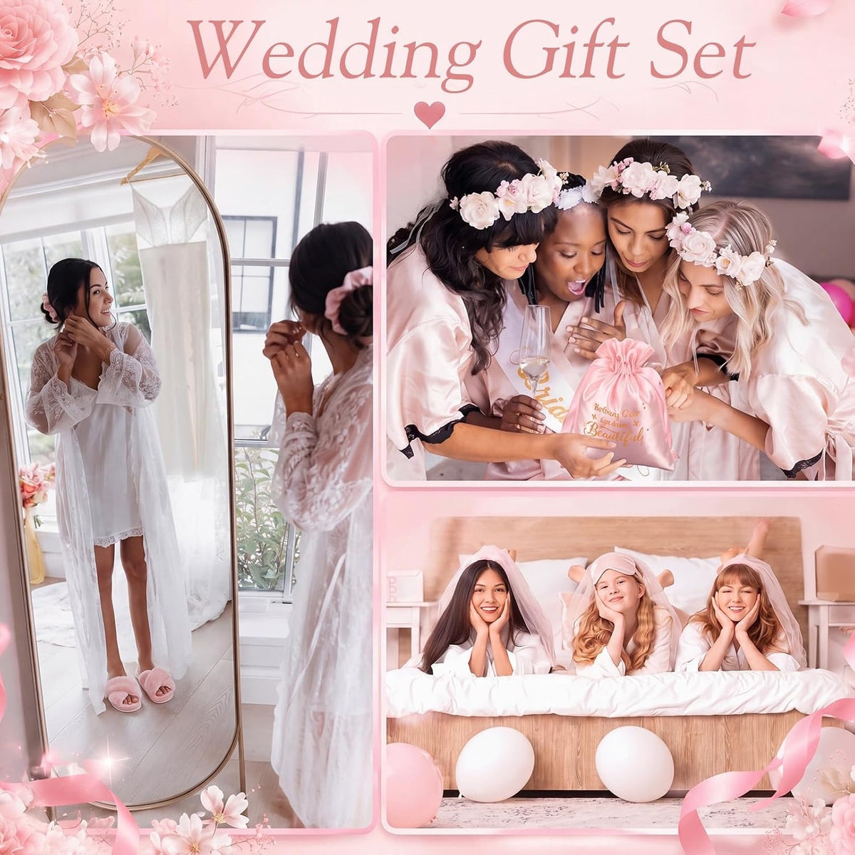 5 Pcs Pink Birthday Gifts for Women, College Dorm Sleep Essentials