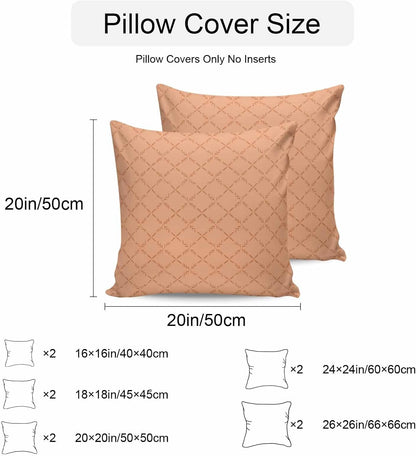 Outdoor Pillow Covers 20 x 20 Inches, Peach Fuzz Pink Rhombus Waterproof Throw Pillow Cover Set of 2, Classic Geometric Plaid Modern Abstract Art Decorative Cushion Covers for Patio/Couch