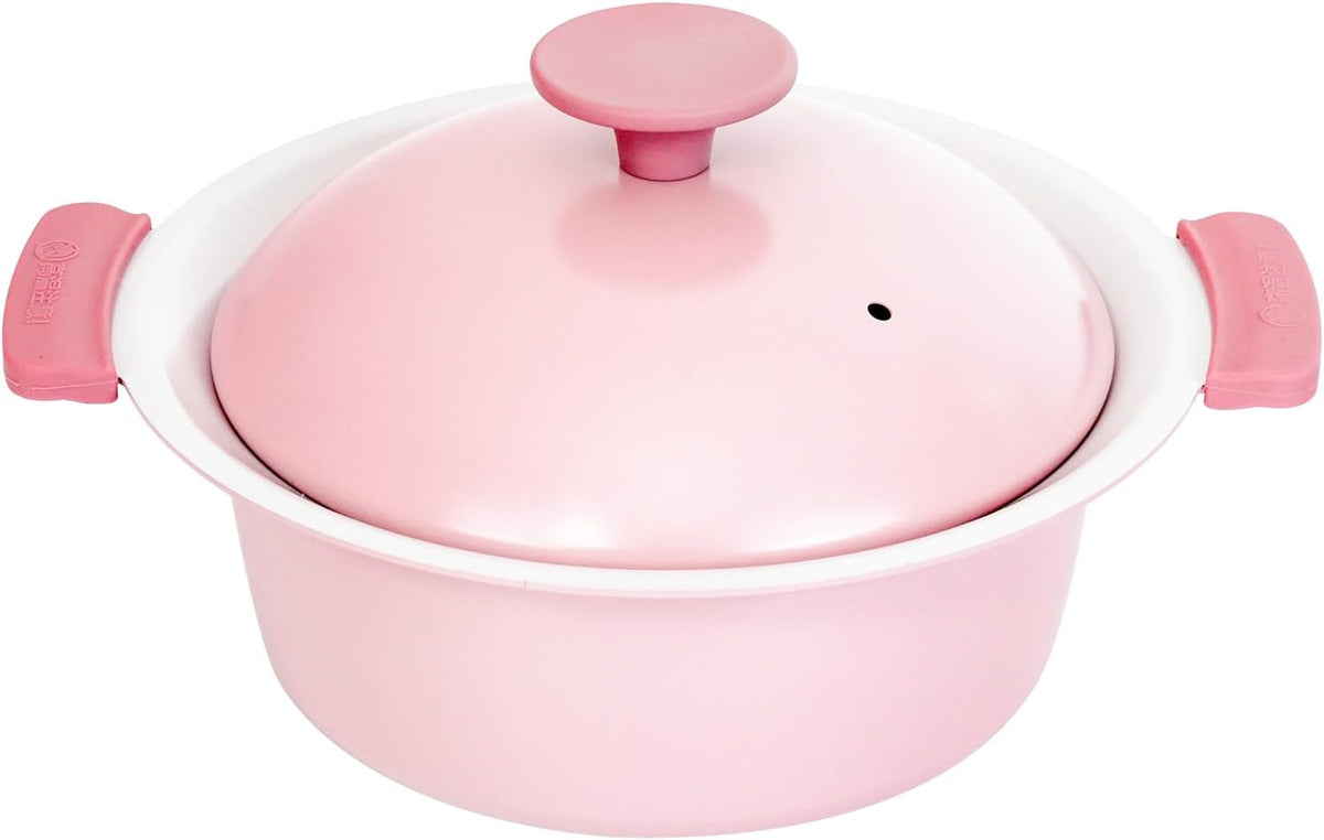 RB-3211 Light and Easy to Handle Tabletop Pot, 7.1 inches (18 cm), For 1-2 People, Pink, Induction Compatible, Gas, PFOA Free, Fluorine Resin Processed, Petite Pan