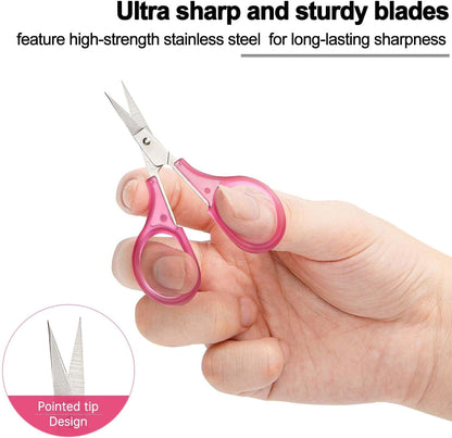 Small Craft Scissors, 3" Tiny Travel Scissors Tsa Compliant with Cover, Sharp Scissors all Purpose, Straight Fine Tips Mini Sewing Scissors Set, Precision Detail Paper Cutting, Pink/Purple