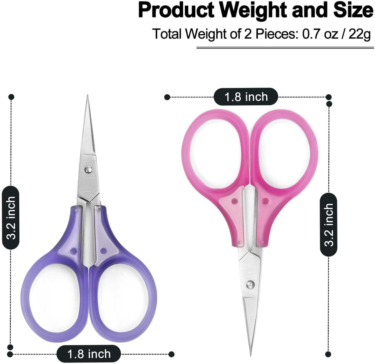 Small Craft Scissors, 3" Tiny Travel Scissors Tsa Compliant with Cover, Sharp Scissors all Purpose, Straight Fine Tips Mini Sewing Scissors Set, Precision Detail Paper Cutting, Pink/Purple