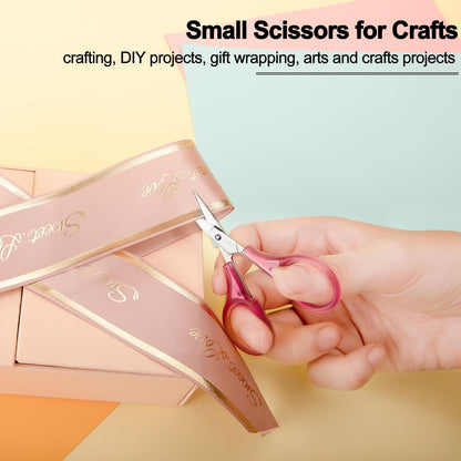 Small Craft Scissors, 3" Tiny Travel Scissors Tsa Compliant with Cover, Sharp Scissors all Purpose, Straight Fine Tips Mini Sewing Scissors Set, Precision Detail Paper Cutting, Pink/Purple