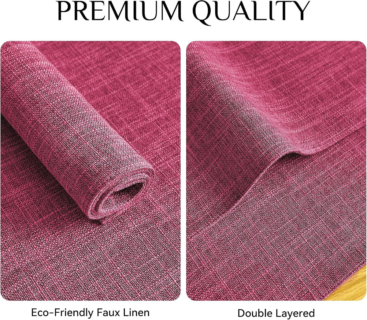 Faux Linen Cloth Placemats Set of 8-12 x 18 Inch, Pink