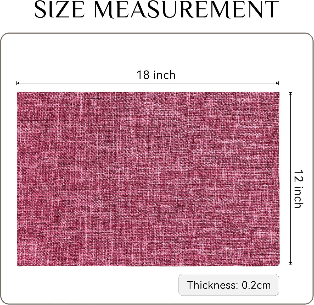 Faux Linen Cloth Placemats Set of 8-12 x 18 Inch, Pink