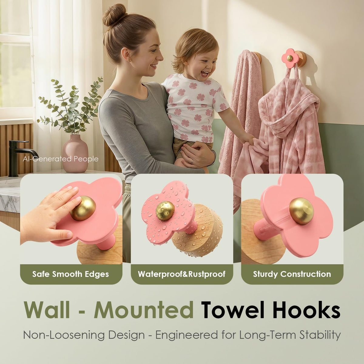 Upgreded Heavy Duty Coat Rack Wall Mount for Entryway, Kids' Room