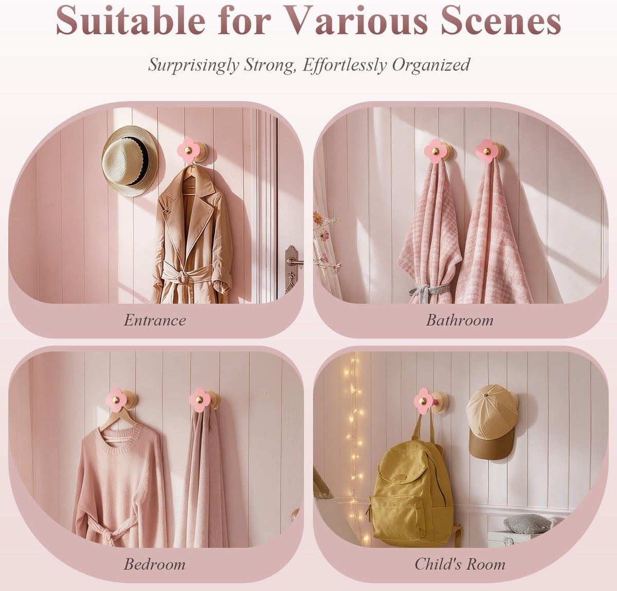 Upgreded Heavy Duty Coat Rack Wall Mount for Entryway, Kids' Room