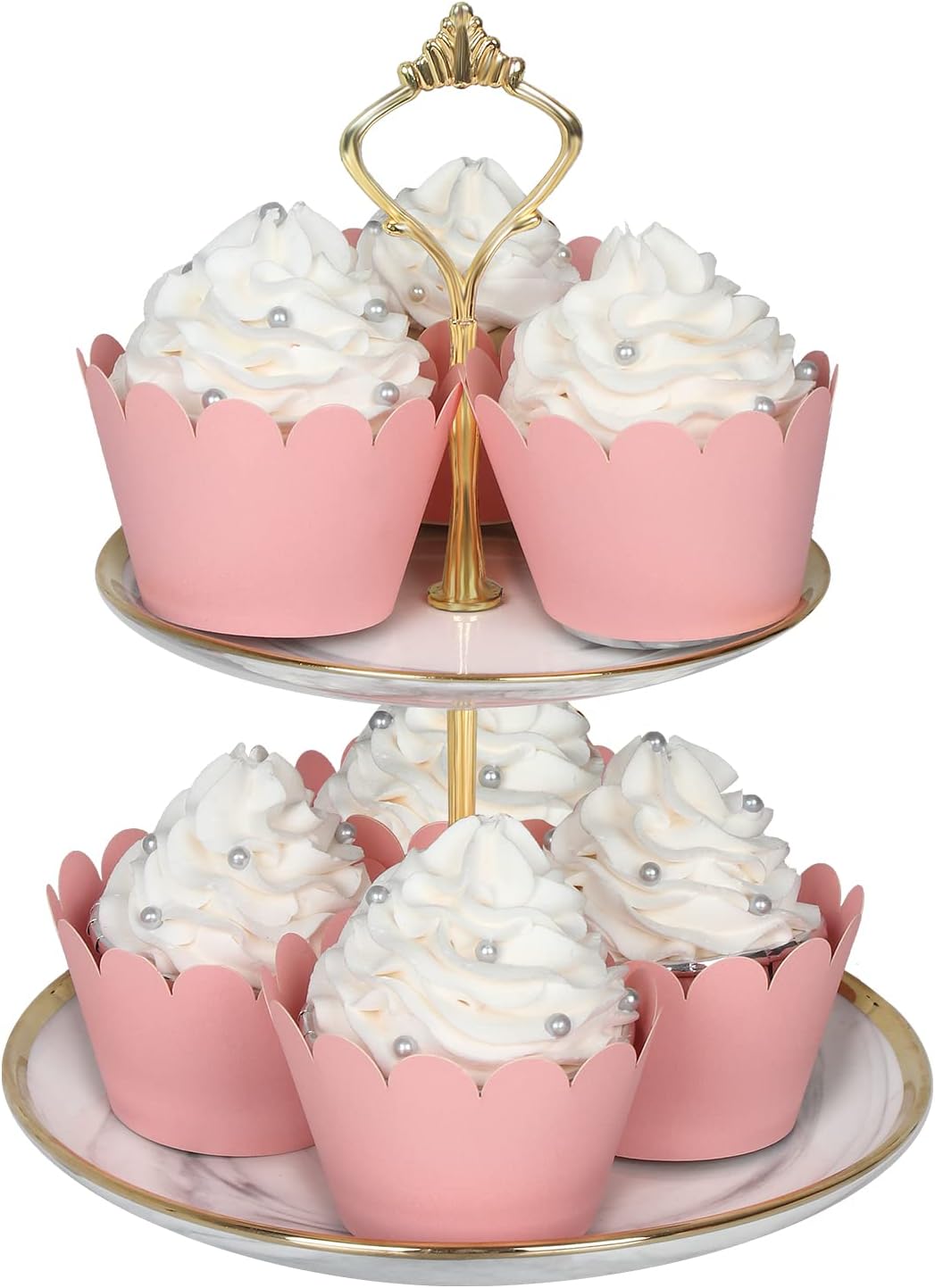Set of 100 Artistic Bake Cake Cups Filigree Little Vine Lace Laser Cut Cupcake Wrapper Liner Baking Cup Muffin CaseTrays for Wedding Birthday Party Decoration-Best Kitchen Gift (Pink)