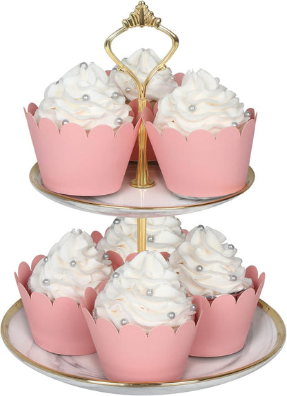 Set of 100 Artistic Bake Cake Cups Filigree Little Vine Lace Laser Cut Cupcake Wrapper Liner Baking Cup Muffin CaseTrays for Wedding Birthday Party Decoration-Best Kitchen Gift (Pink)
