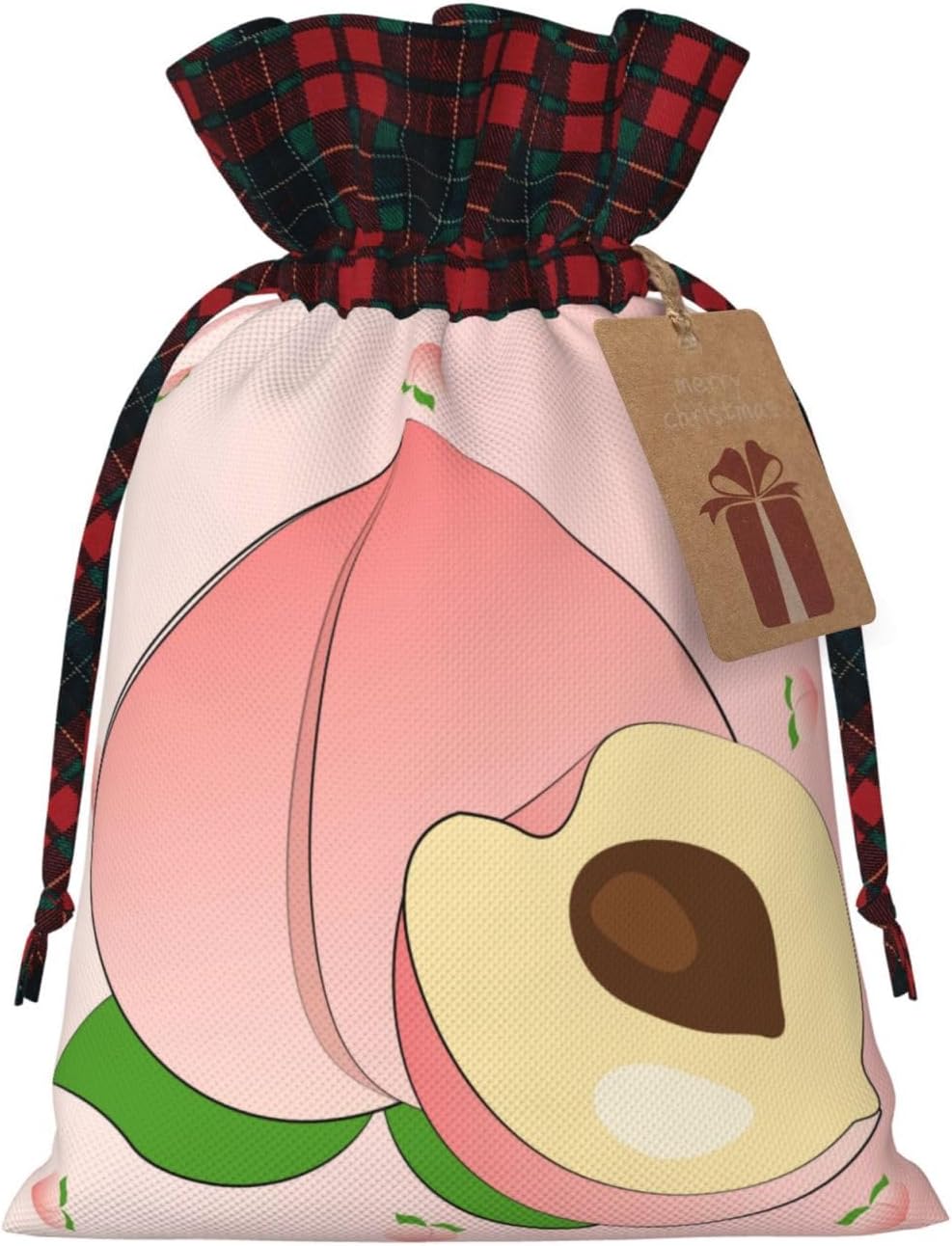 cartoon peach Christmas Drawstring Gift Bags - Perfect for Holiday Gifts, Birthdays, Anniversaries - With Writing Function