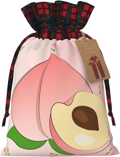 cartoon peach Christmas Drawstring Gift Bags - Perfect for Holiday Gifts, Birthdays, Anniversaries - With Writing Function