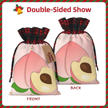 cartoon peach Christmas Drawstring Gift Bags - Perfect for Holiday Gifts, Birthdays, Anniversaries - With Writing Function