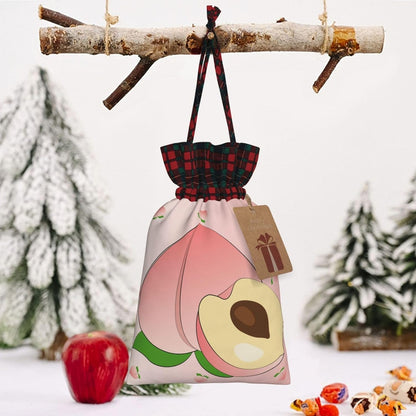 cartoon peach Christmas Drawstring Gift Bags - Perfect for Holiday Gifts, Birthdays, Anniversaries - With Writing Function