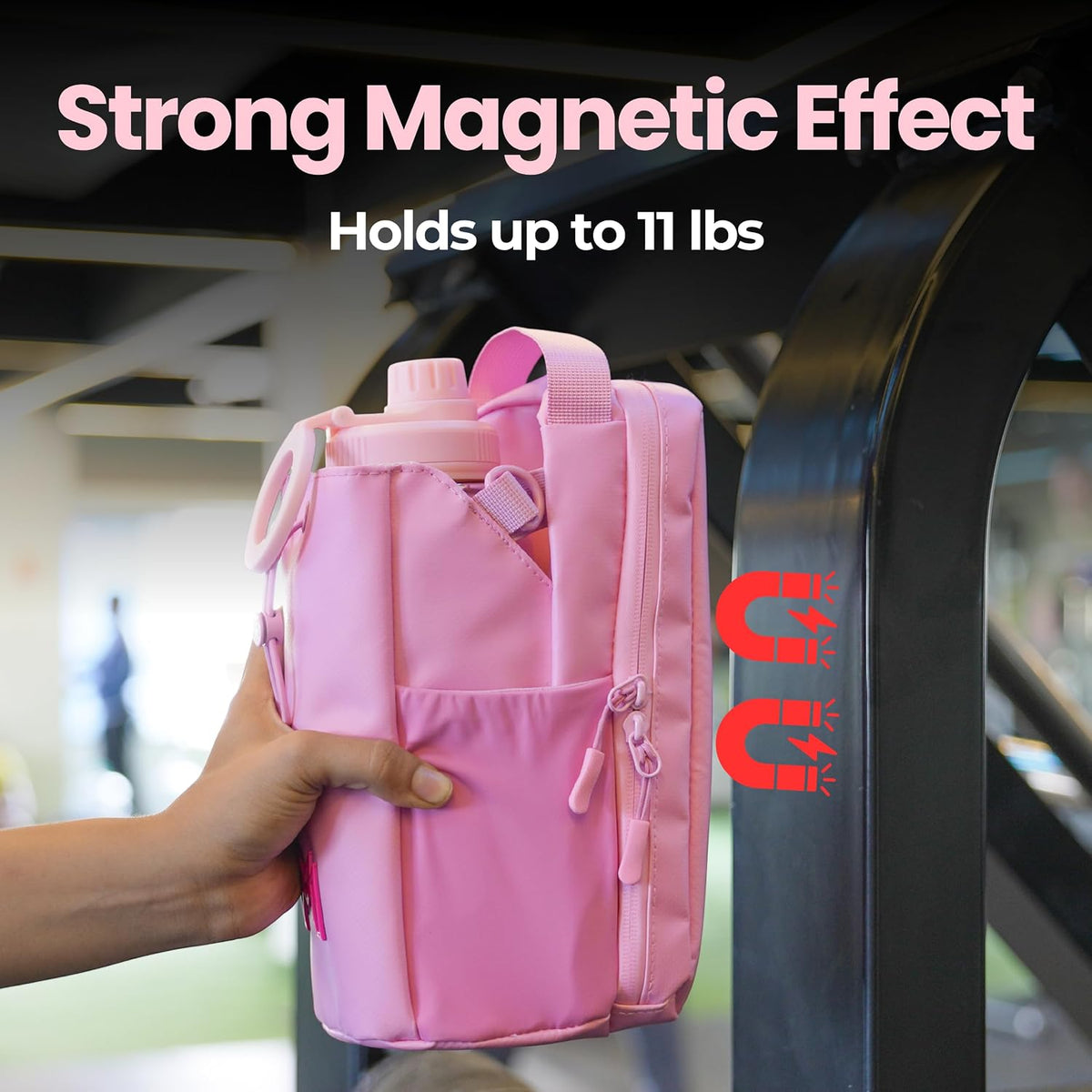 Small Magnetic Gym Bag Bundle, Water Bottle Holder, Sling Bag for Men Women