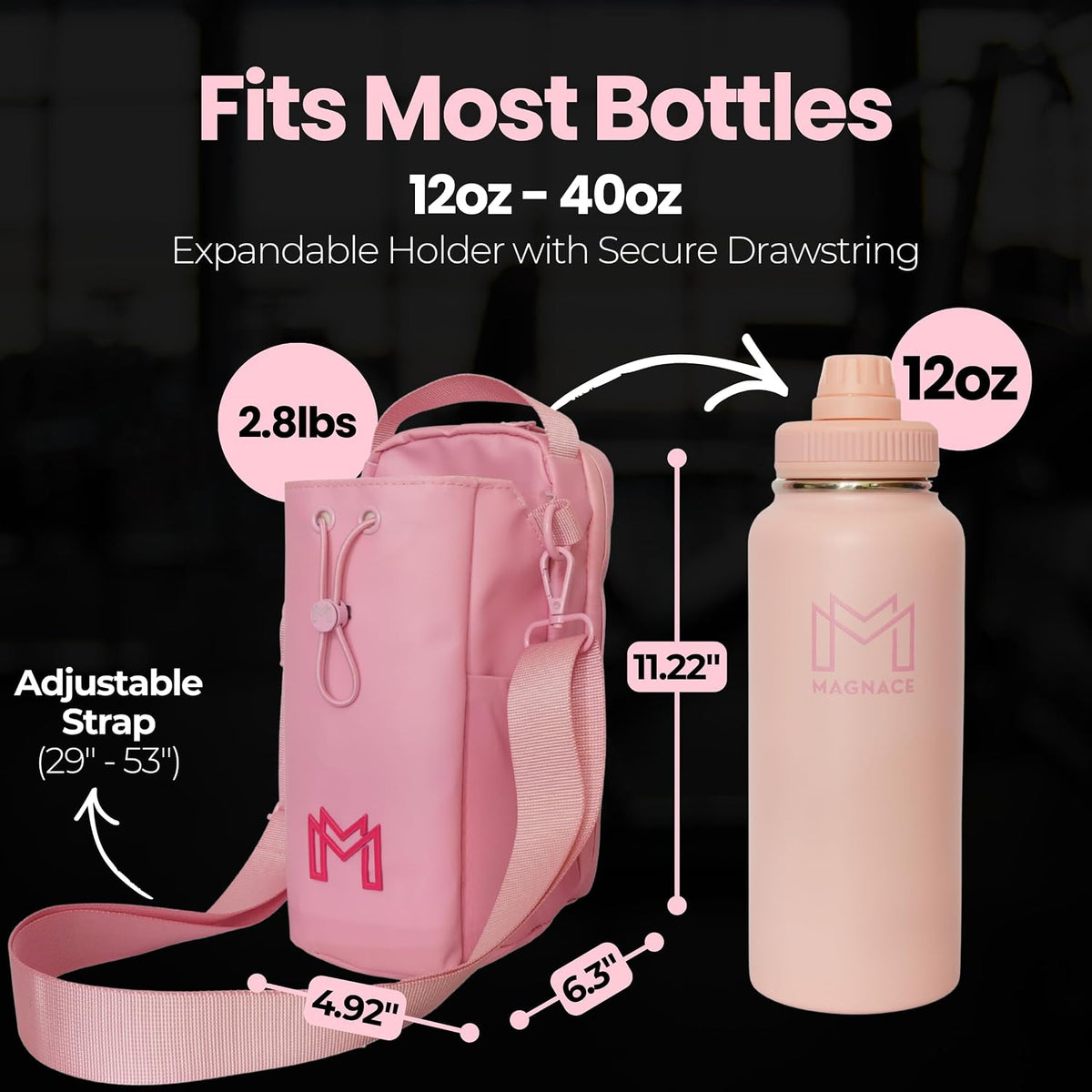 Small Magnetic Gym Bag Bundle, Water Bottle Holder, Sling Bag for Men Women
