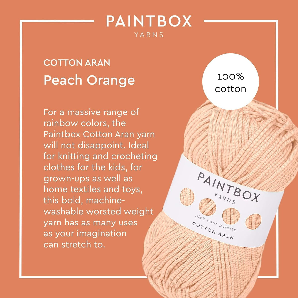 Paintbox Yarns 100% Cotton Aran Yarn 1.76oz / 50g, 93yds / 85m