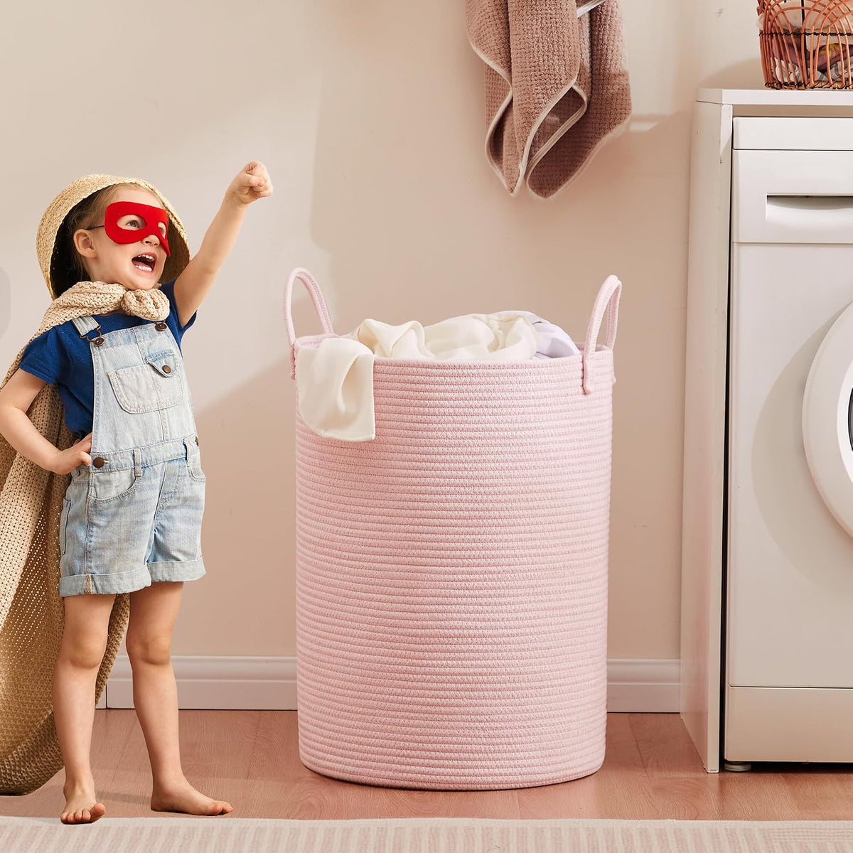 80L Extra Large Pink Hamper Laundry Basket for Baby Girls