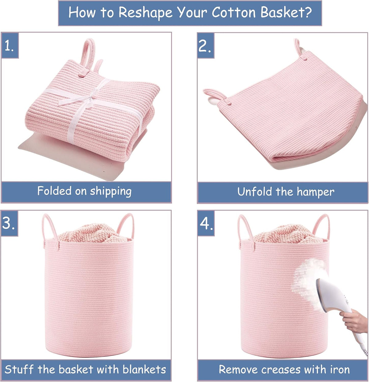 80L Extra Large Pink Hamper Laundry Basket for Baby Girls