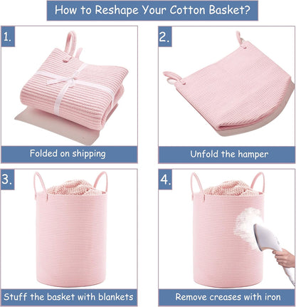 80L Extra Large Pink Hamper Laundry Basket for Baby Girls