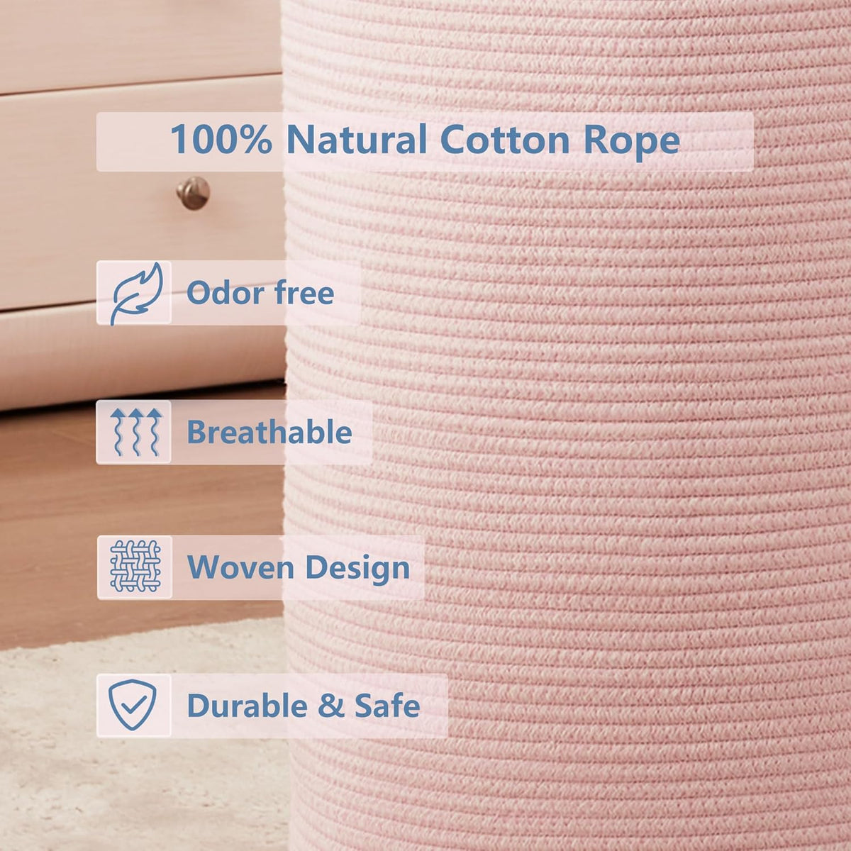 80L Extra Large Pink Hamper Laundry Basket for Baby Girls