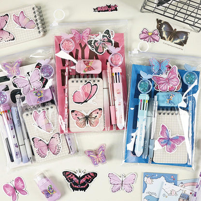 9 Pcs Cute Butterfly Stationery Set for Girls Boys Kids Women Back to School Supplies Office Supplies Kawaii Stationery Gift (Butterfly-Pink)