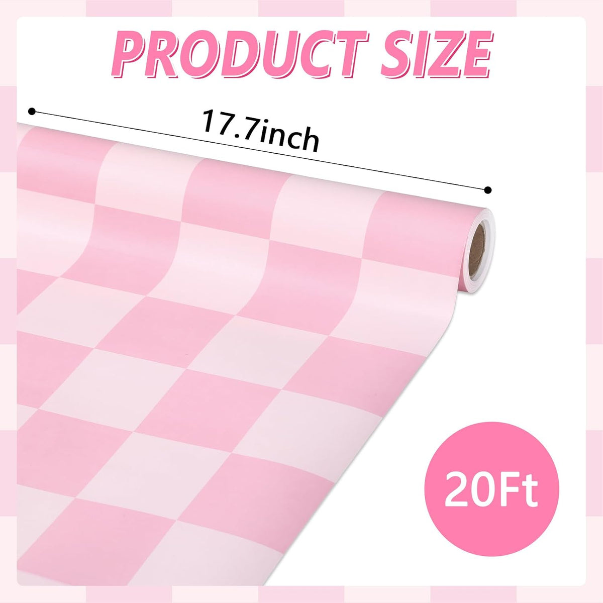 Pink Checkered Bulletin Board Paper Roll Retro Pastel Pink Bulletin Board Background Paper Back to School Classroom Decor Poster for Art Craft DIY Project Home Office Girls Party Supplies 17.7inx20ft