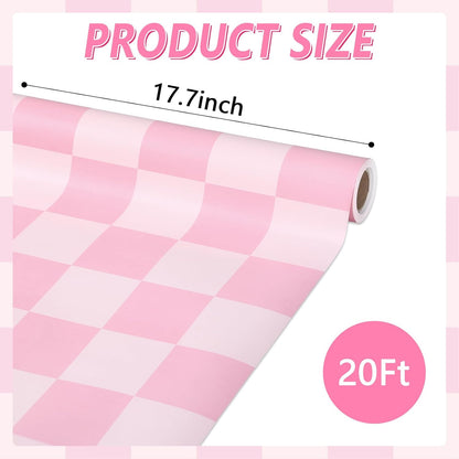 Pink Checkered Bulletin Board Paper Roll Retro Pastel Pink Bulletin Board Background Paper Back to School Classroom Decor Poster for Art Craft DIY Project Home Office Girls Party Supplies 17.7inx20ft