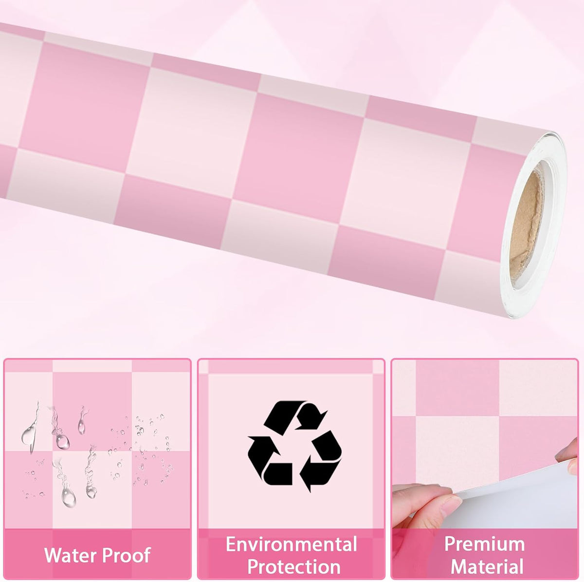 Pink Checkered Bulletin Board Paper Roll Retro Pastel Pink Bulletin Board Background Paper Back to School Classroom Decor Poster for Art Craft DIY Project Home Office Girls Party Supplies 17.7inx20ft