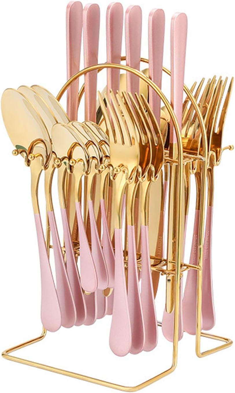 24 Pieces Silverware Set, Stainless Steel Cutlery Set with Holder