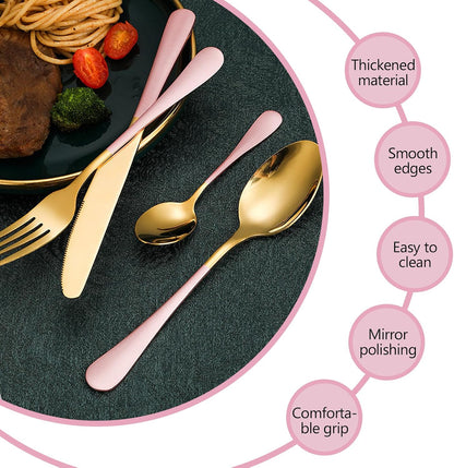 24 Pieces Silverware Set, Stainless Steel Cutlery Set with Holder