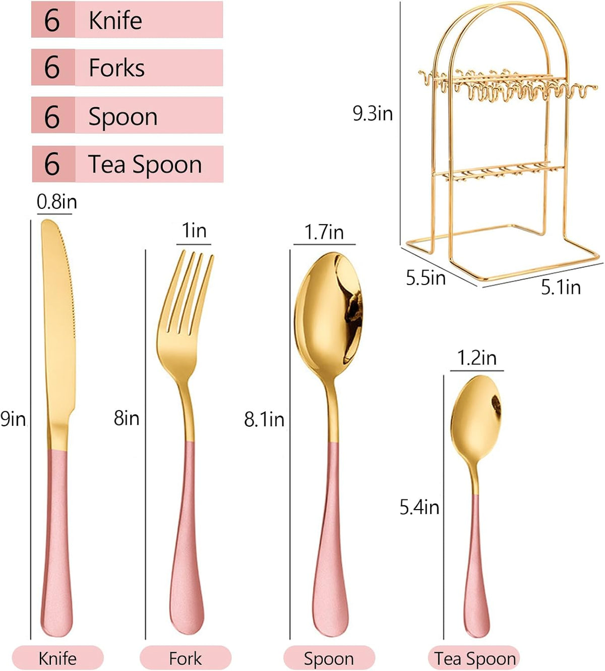 24 Pieces Silverware Set, Stainless Steel Cutlery Set with Holder
