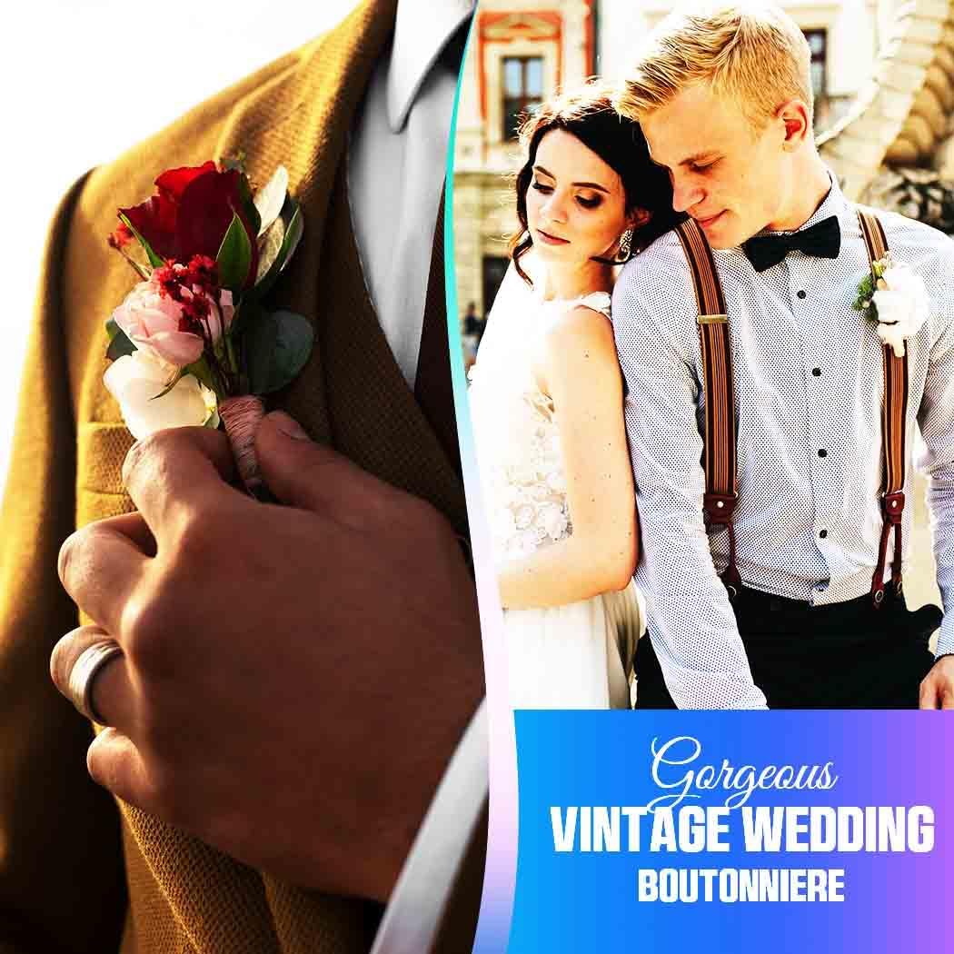 Wedding Flower Boutonniere Red Groom Rose Buttonholes Men's Boutineer Party Suit Decoration Prom Anniversary Accessories for Groomsmans and Man (Pink)