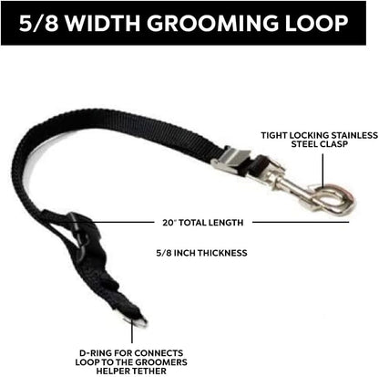 Groomers Helper® 5/8" Professional Loop - Pet Grooming Safety Loop for Dog Bathing, Dog Grooming & Trimming (Black)