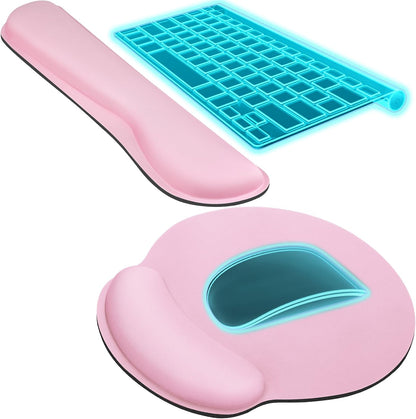 Keyboard Wrist Rest & Mouse Pad with Wrist Rest, Pale Pink