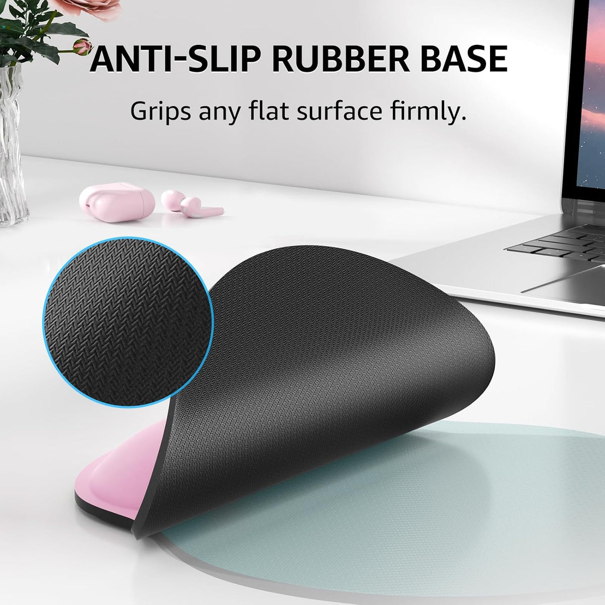 Keyboard Wrist Rest & Mouse Pad with Wrist Rest, Pale Pink