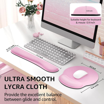 Keyboard Wrist Rest & Mouse Pad with Wrist Rest, Pale Pink
