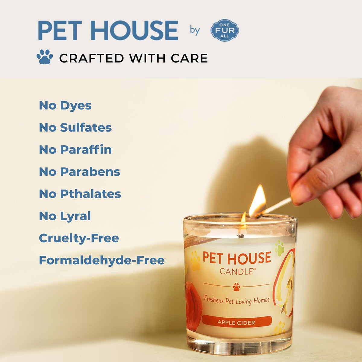 Pet House Plant-Based Pet Odor Candles, Clean Burning, Long Lasting Candle, 60 Hour Burn Time with a Natural Fiber Wick - Mango Peach