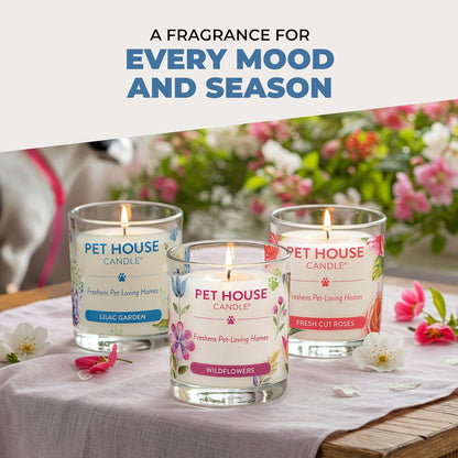 Pet House Plant-Based Pet Odor Candles, Clean Burning, Long Lasting Candle, 60 Hour Burn Time with a Natural Fiber Wick - Mango Peach