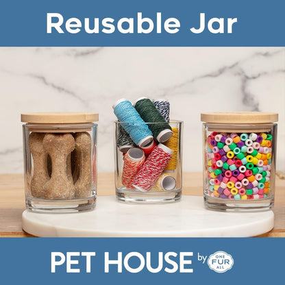 Pet House Plant-Based Pet Odor Candles, Clean Burning, Long Lasting Candle, 60 Hour Burn Time with a Natural Fiber Wick - Mango Peach