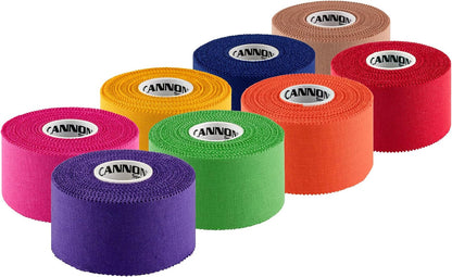Premium Athletic Tape - 1.5” x 45 Feet Per Roll - Easy Tear, No Sticky Residue, Very Strong, Hypoallergenic, Latex Free - Pack of 8 (Purple-Pink-Green-Gold-Orange-Blue-Red-Natural)