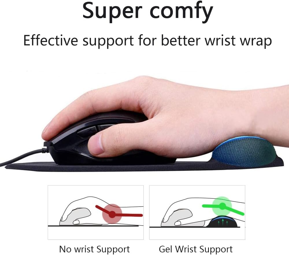 Ergonomic Mouse Pad with Wrist Rest, Gel Wrist Support Mousepad, Pain Relief Laptop Computer Mouse Pad, Non-Slip Mouse Pads for Office & Home (Light Pink)