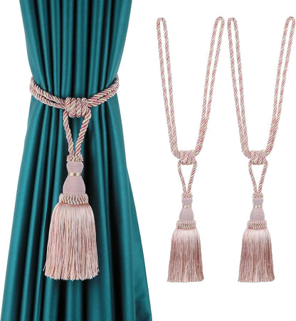 2 Pack Curtain Tiebacks Tassel Drapery Tie-Backs Rope Holdbacks