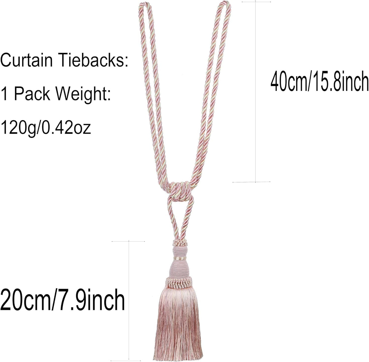 2 Pack Curtain Tiebacks Tassel Drapery Tie-Backs Rope Holdbacks
