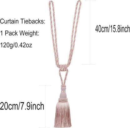 2 Pack Curtain Tiebacks Tassel Drapery Tie-Backs Rope Holdbacks